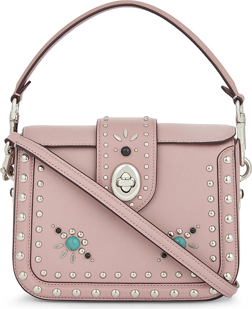Lyst Coach Western Rivets Page Leather Cross Body Bag In Pink Gallery