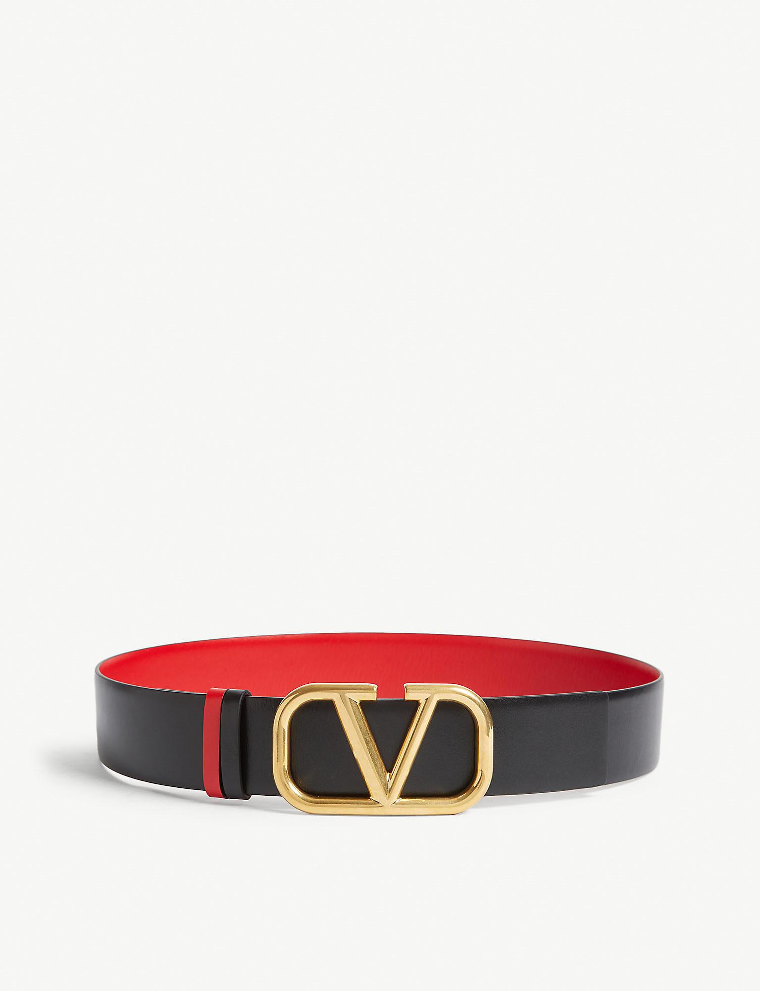 Valentino Go Logo Reversible Leather Belt in Black - Lyst