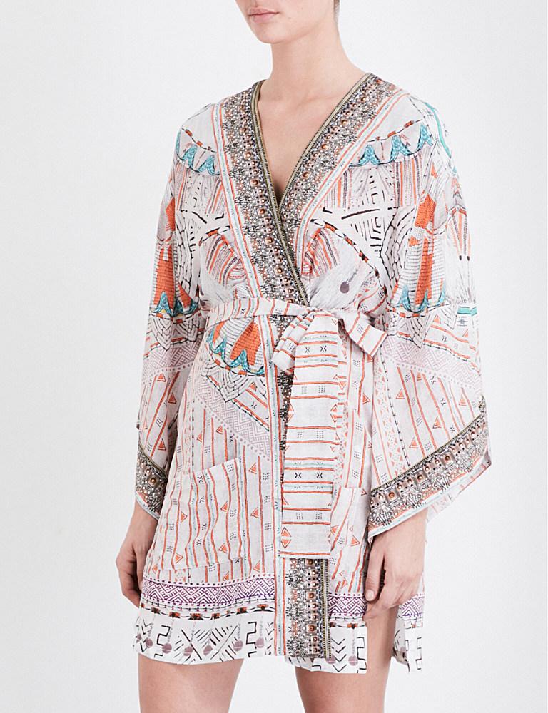 camilla desert silk kimono in pink lyst camilla desert silk kimono in pink lyst