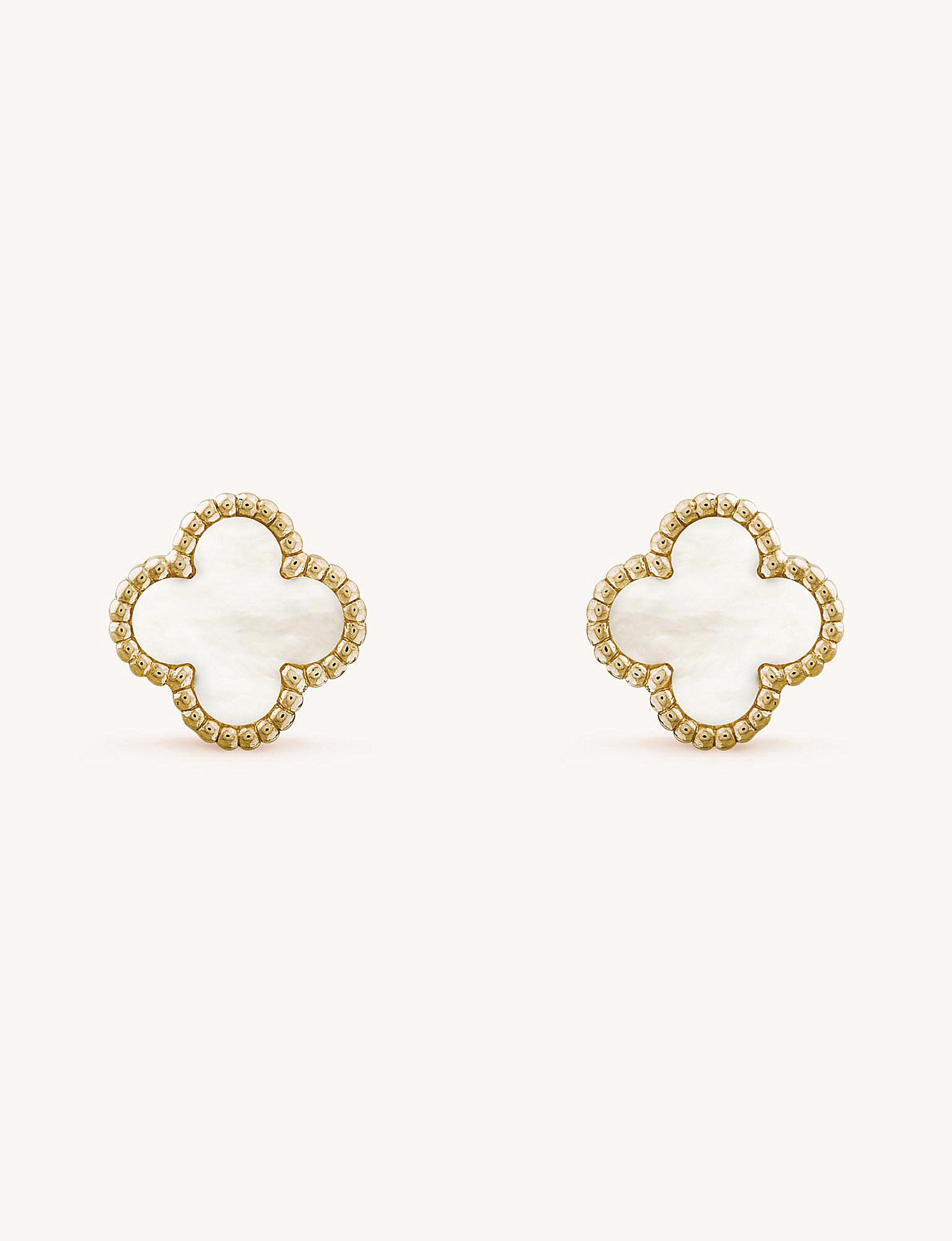 Van Cleef Arpels Sweet Alhambra Gold And Mother Of Pearl Stud Van Cleef Arpels
