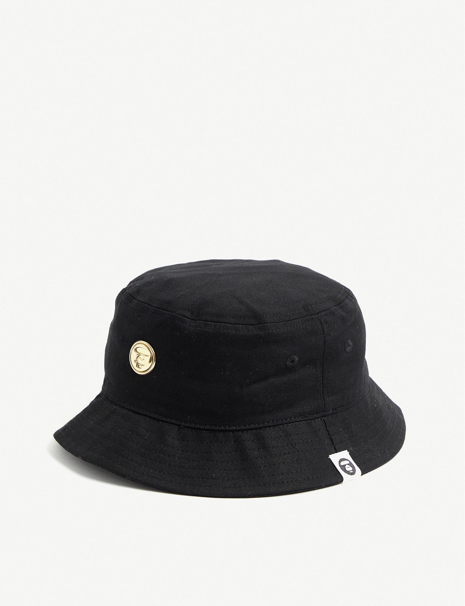 Aape Branded Cotton Canvas Bucket Hat in Black for Men - Lyst