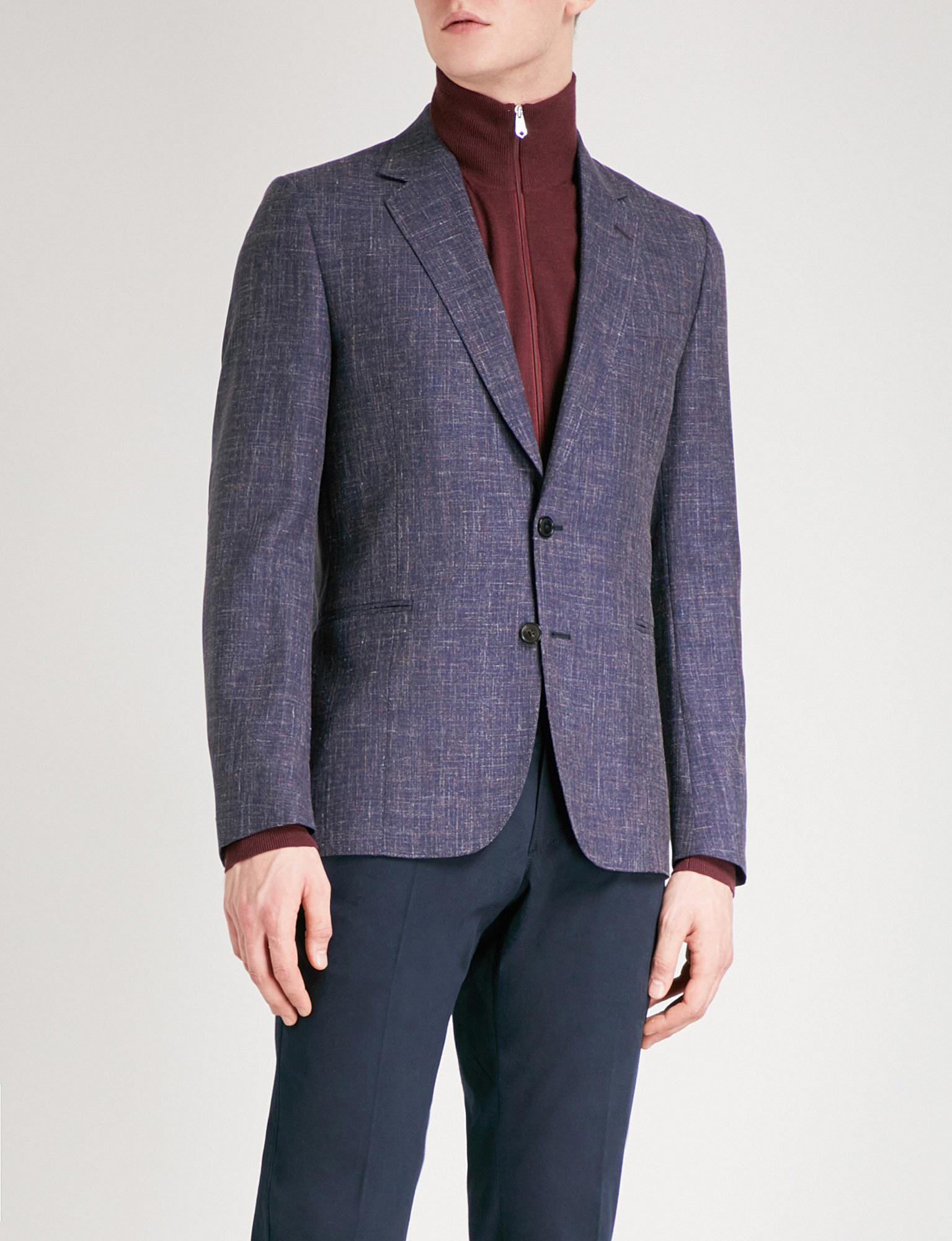 Lyst - Paul Smith Hopsack-weave Soho-fit Wool And Linen-blend Jacket in ...