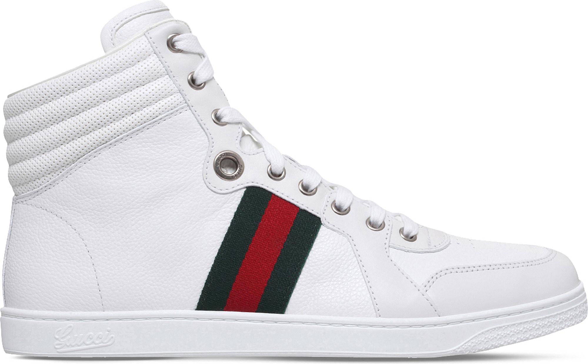 Lyst - Gucci Coda Striped Leather Trainers in White for Men
