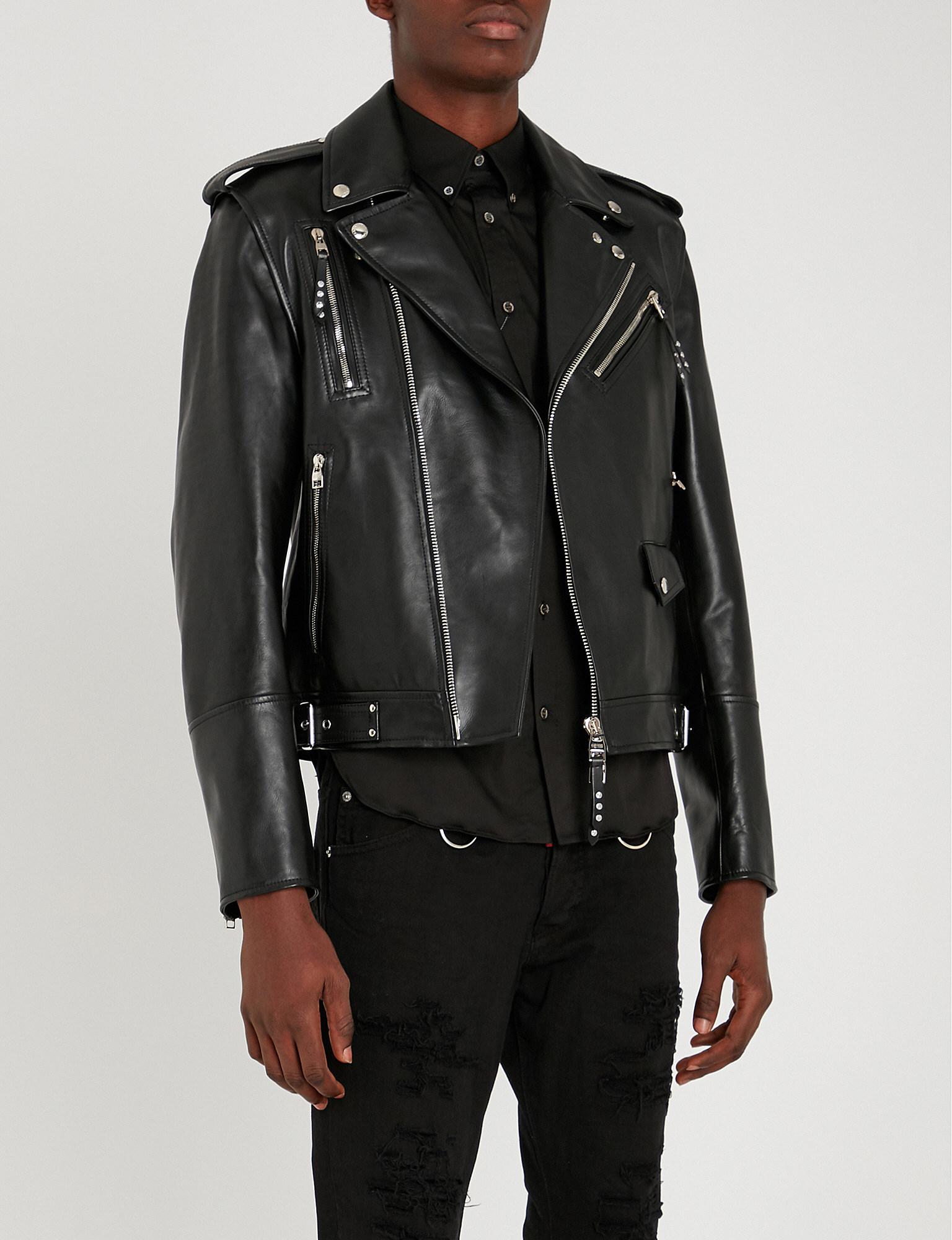 Lyst - Alexander McQueen Asymmetric Leather Biker Jacket in Black for Men
