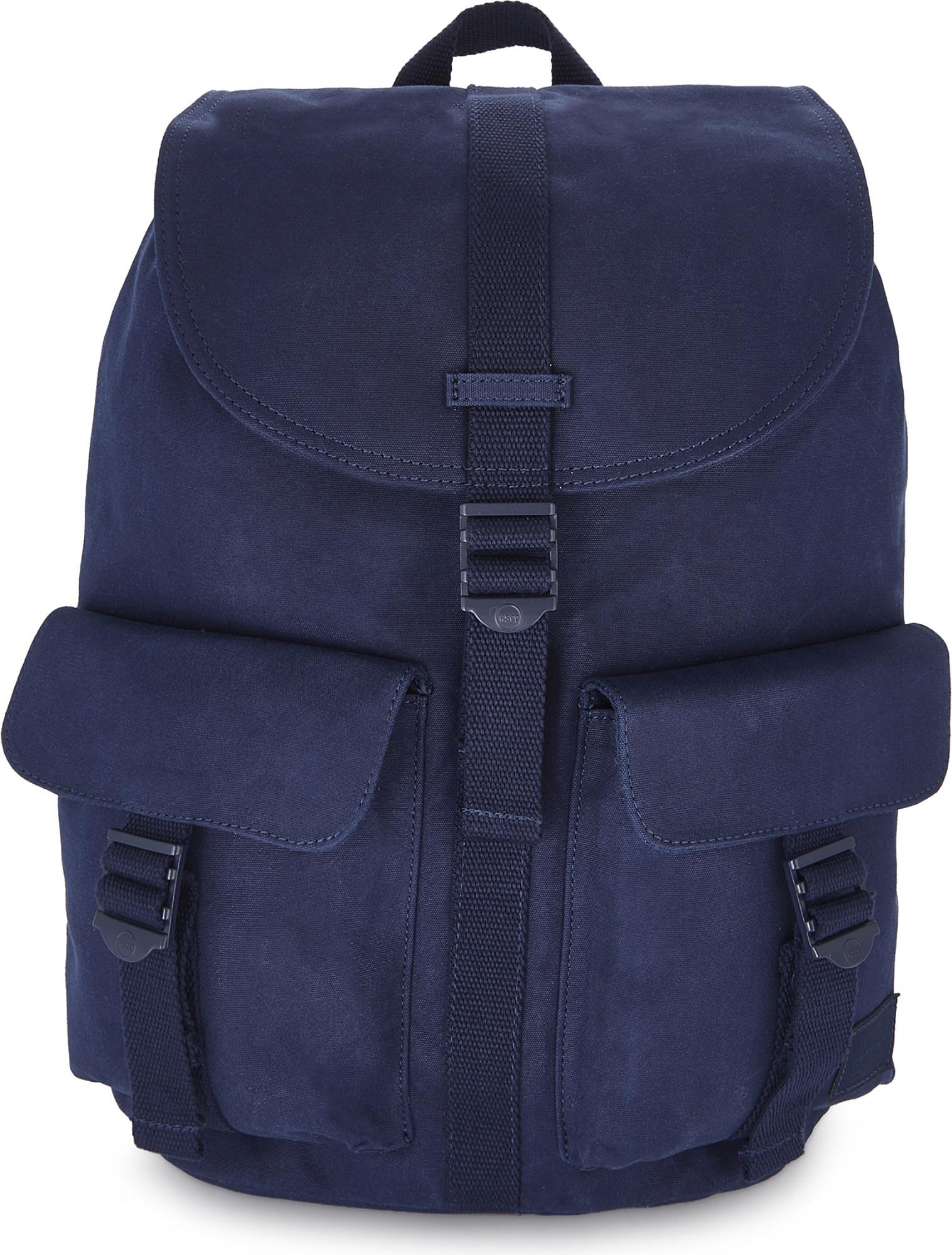 asos design zip over canvas backpack with double handle