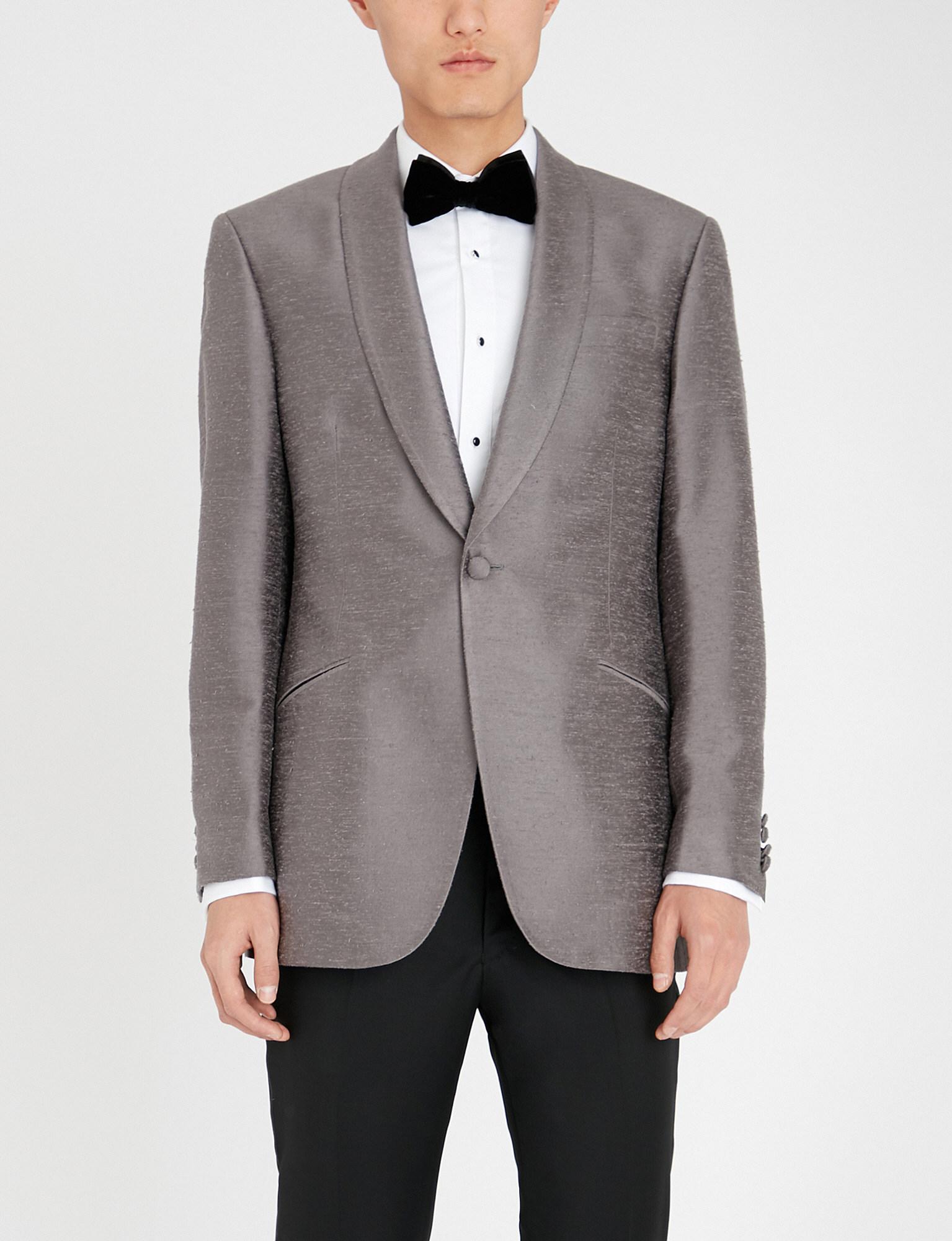 Lyst - Richard James Regular-fit Silk Tuxedo Jacket in Gray for Men