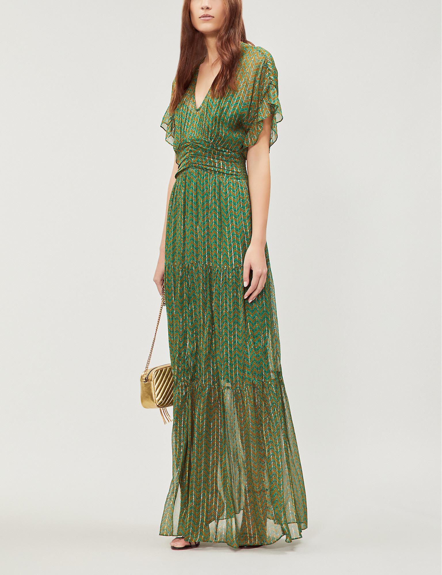 Ba&sh Wanda Metallic Accent Maxi Dress in Green - Lyst