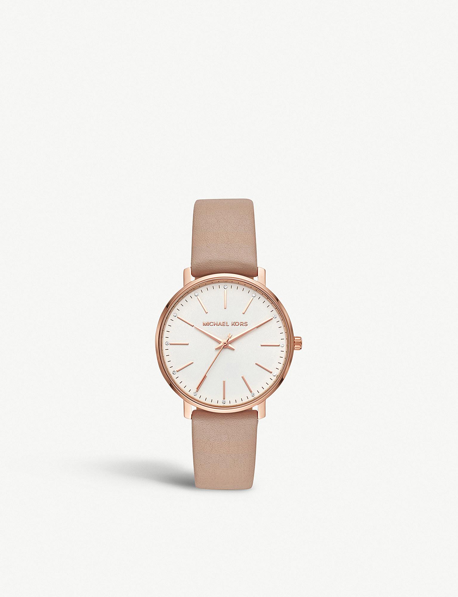Lyst - Michael Kors Mk2748 Pyper Rose-gold Stainless Steel And Leather ...