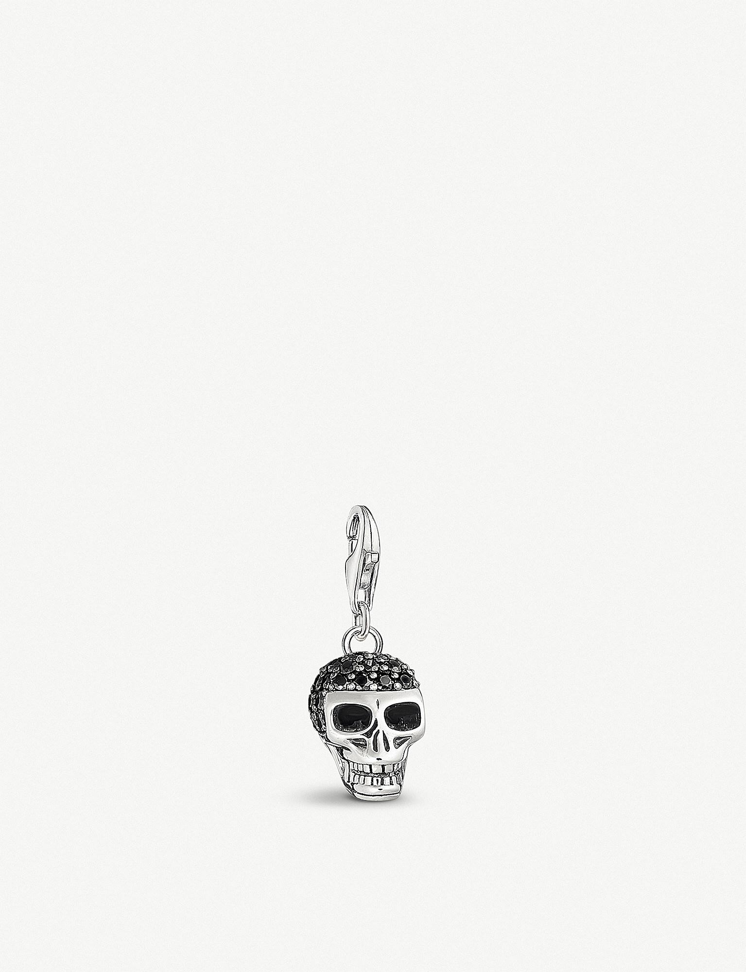 Thomas Sabo Skull Sterling Silver And Black Zirconia Charm In Thomas Sabo