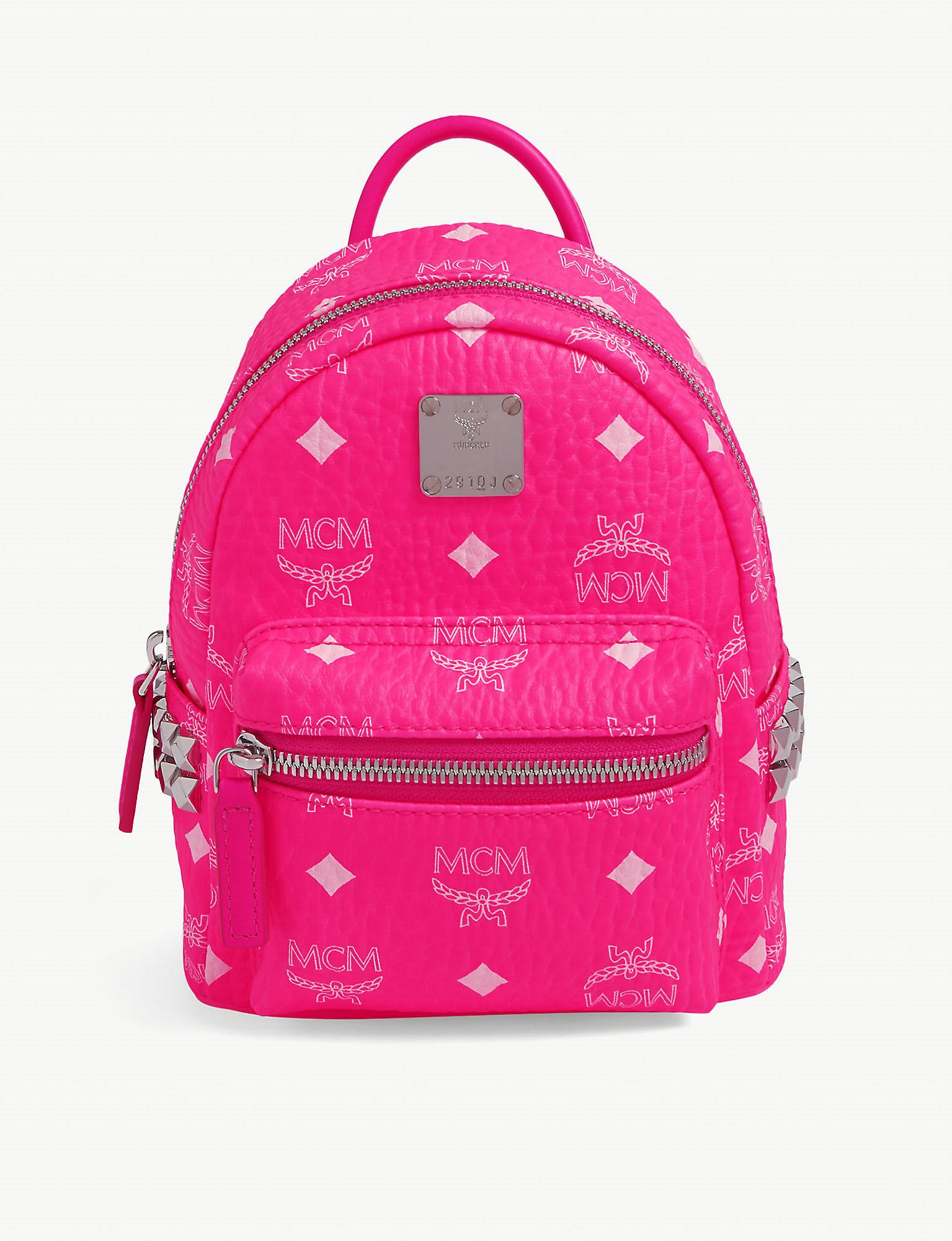 MCM Stark Backpack Neon Pink in Pink - Lyst