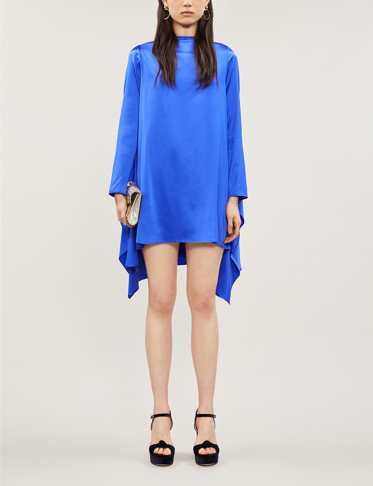 BERNADETTE Silk Judy Cape-effect Mini Dress in Blue - Save 8% - Lyst