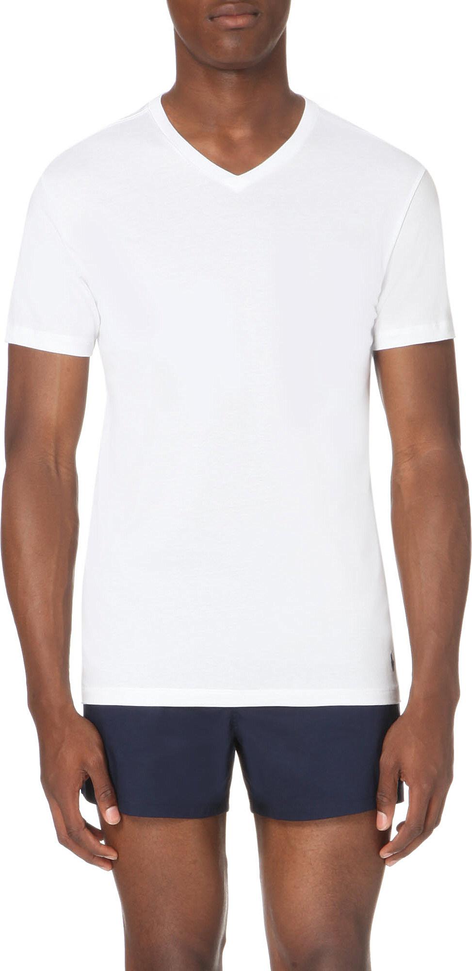 Lyst - Polo Ralph Lauren Ribbed Two-pack V-neck T-shirt in White for ...
