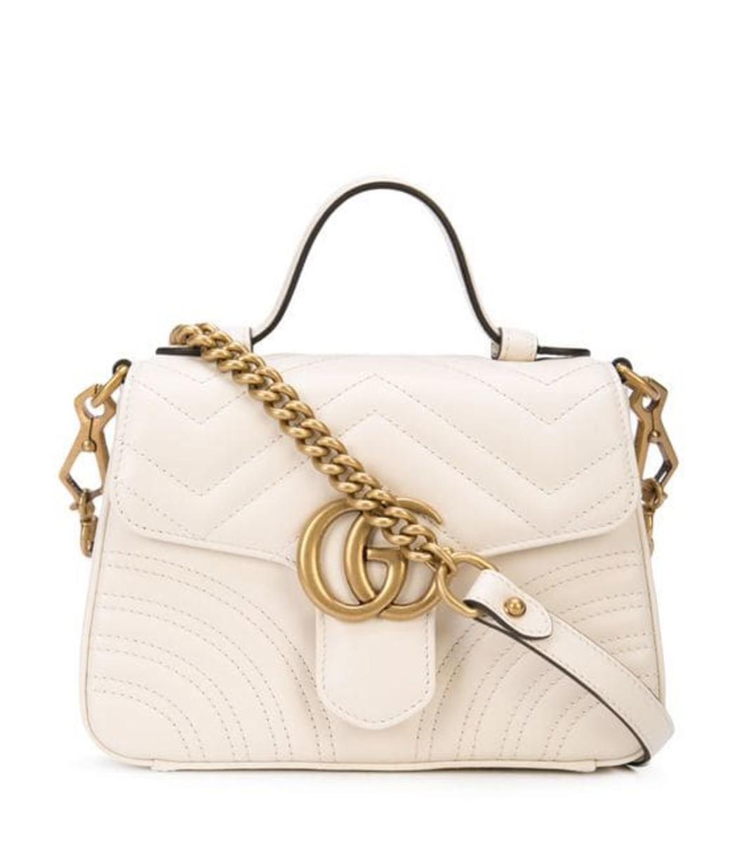 Gucci Marmont 2.0 Mini Top Handle Shoulder Bag in White - Lyst
