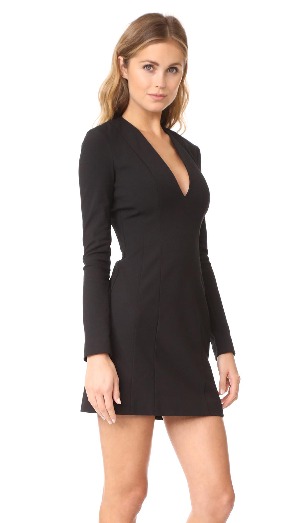 black mini dress v neck