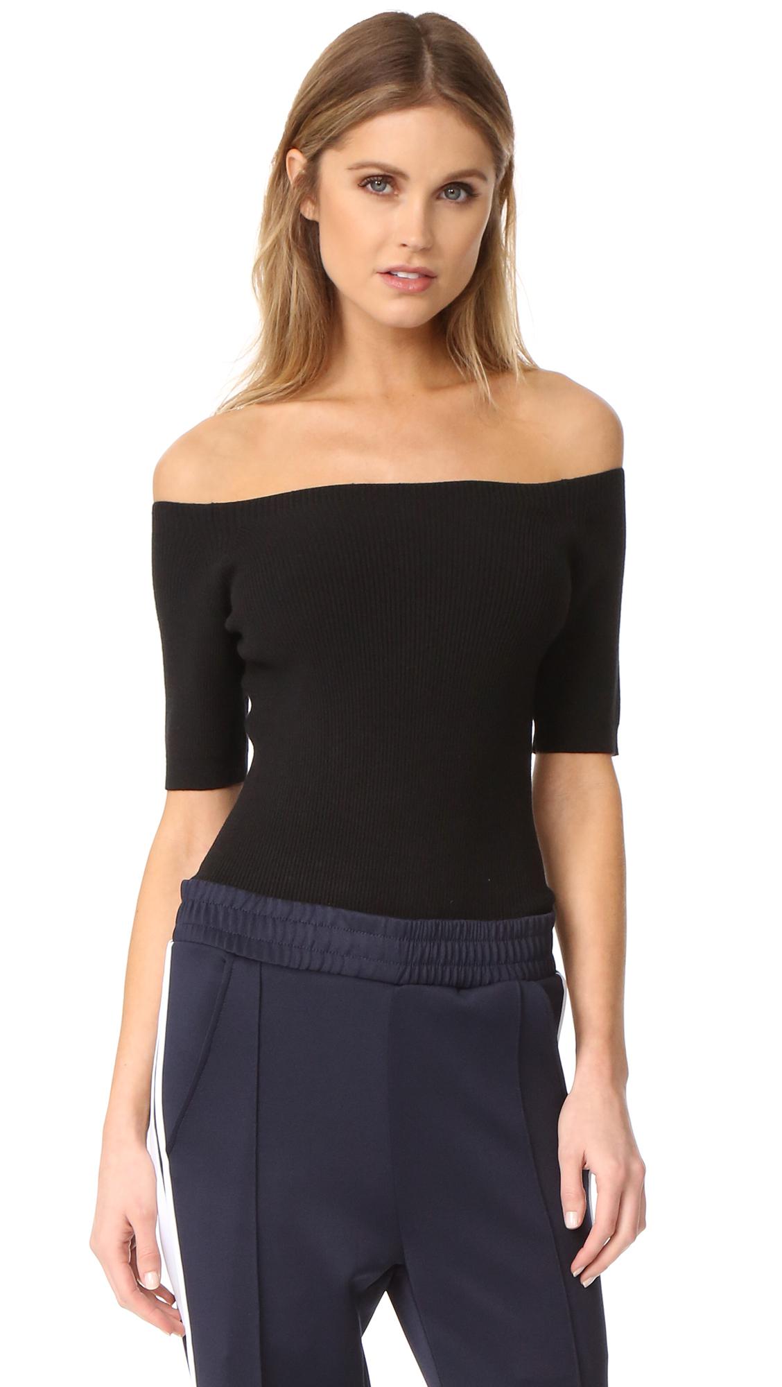DKNY Synthetic Off Shoulder Bodysuit in Black Lyst