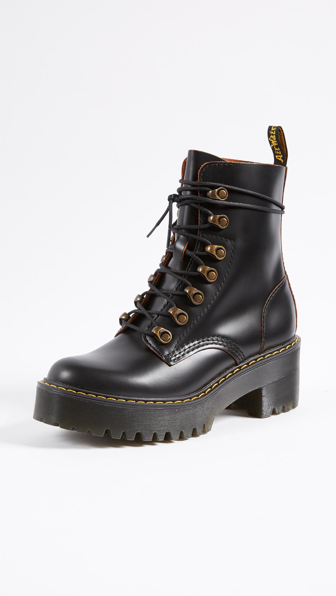 Lyst Dr. Martens Leona 7 Hook Boots in Black