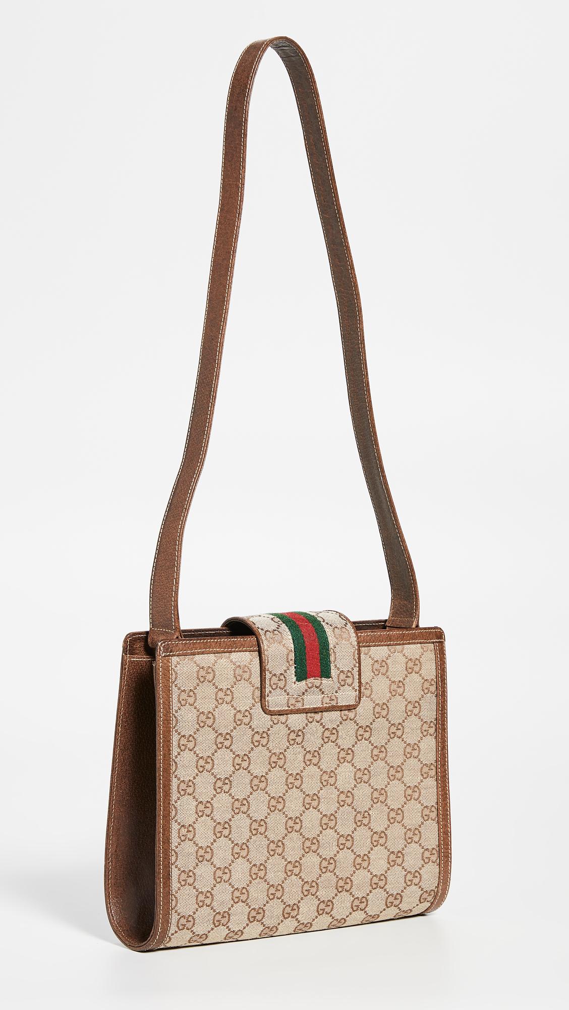 What Goes Around Comes Around Gucci Brown Canvas Shoulder Bag in Brown - Lyst