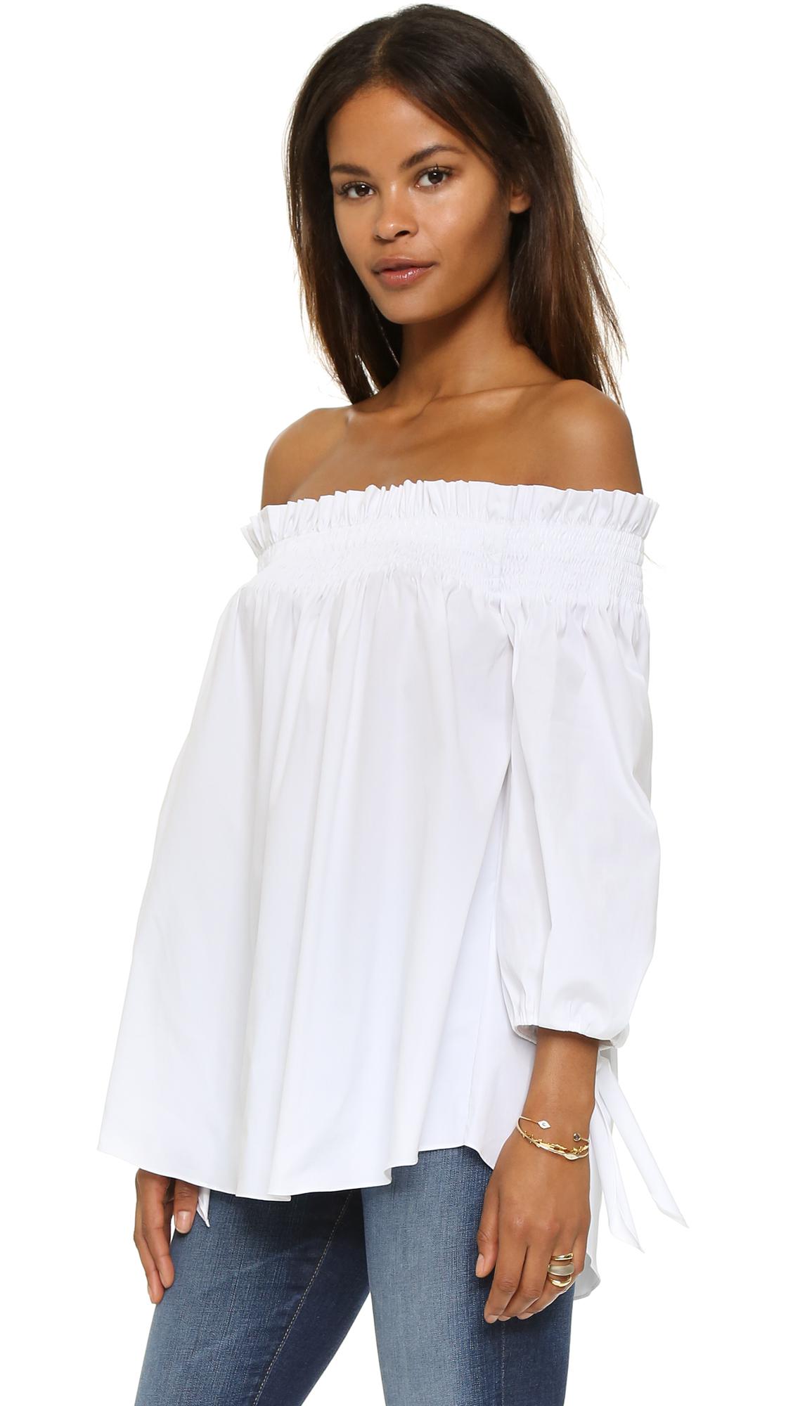 Lyst - Caroline Constas Lou Off The Shoulder Blouse in White - Save 31%