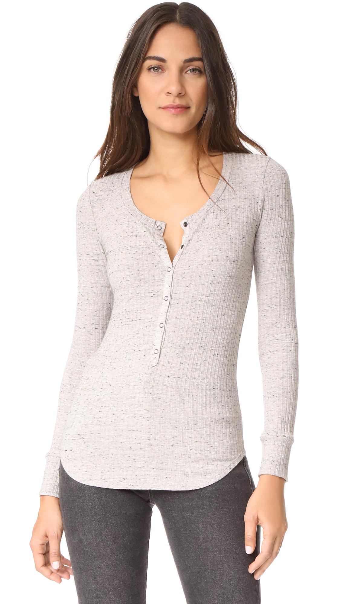 Lyst - David Lerner Snap Front Henley Top in Gray