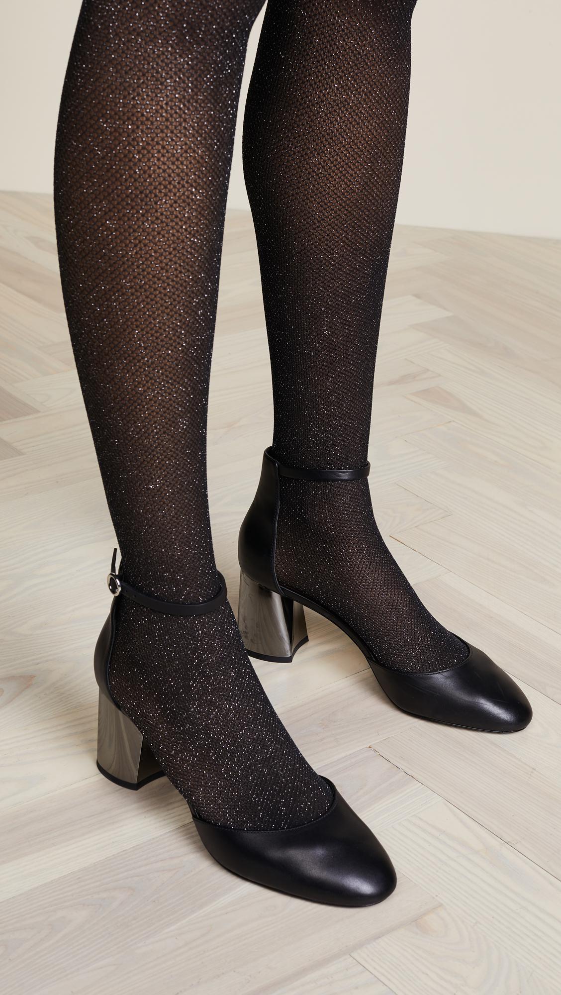Lyst Wolford Metallic Net Tights in Black