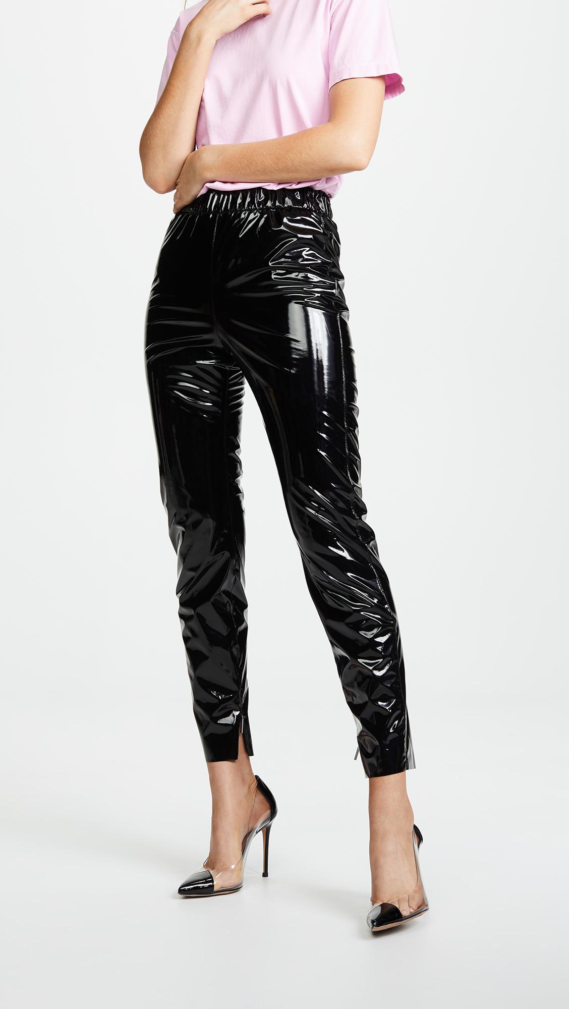 black patent pants