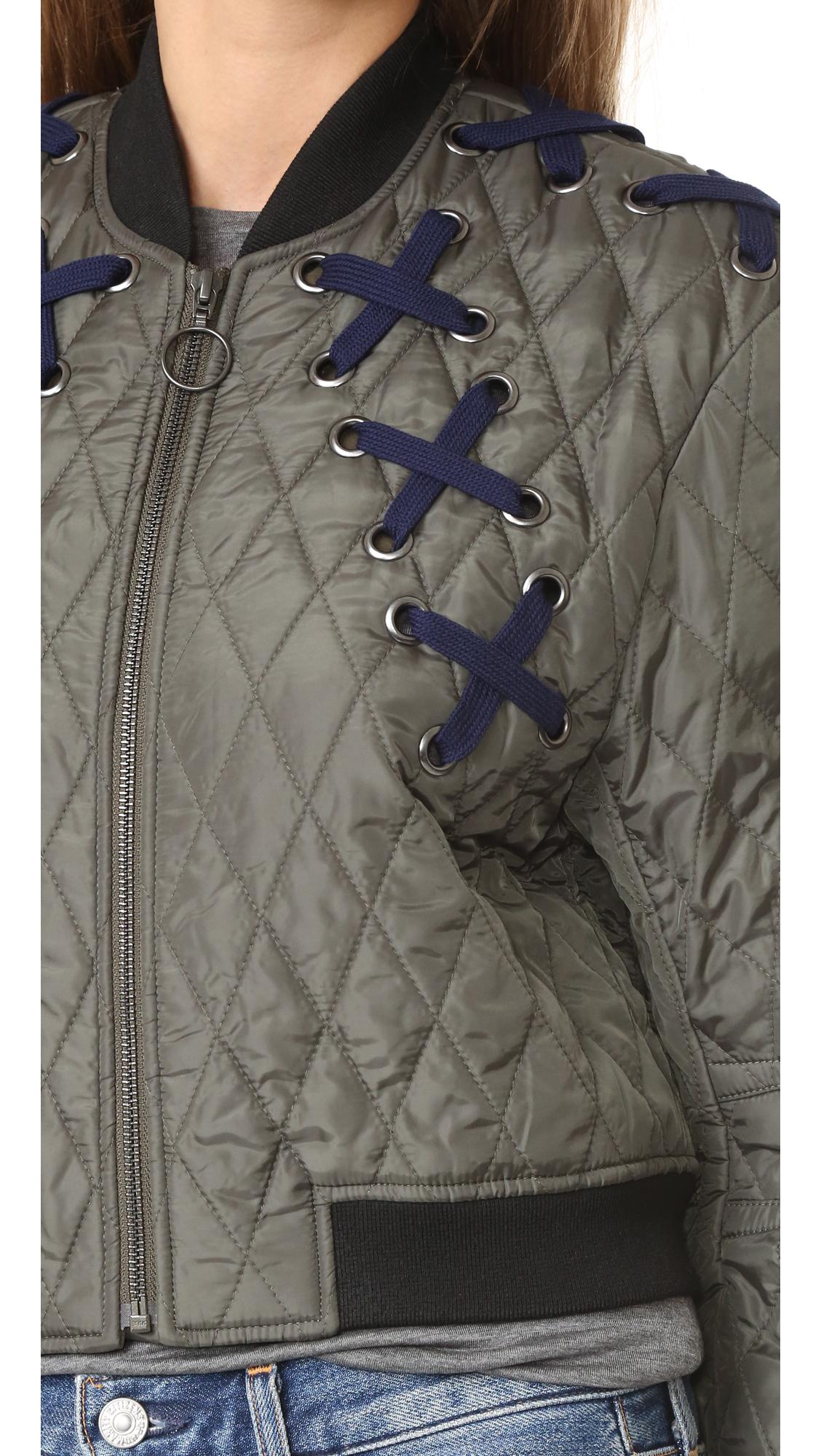 Bcbgmaxazria Lace Up Er Jacket In Brown Lyst View Fullscreen