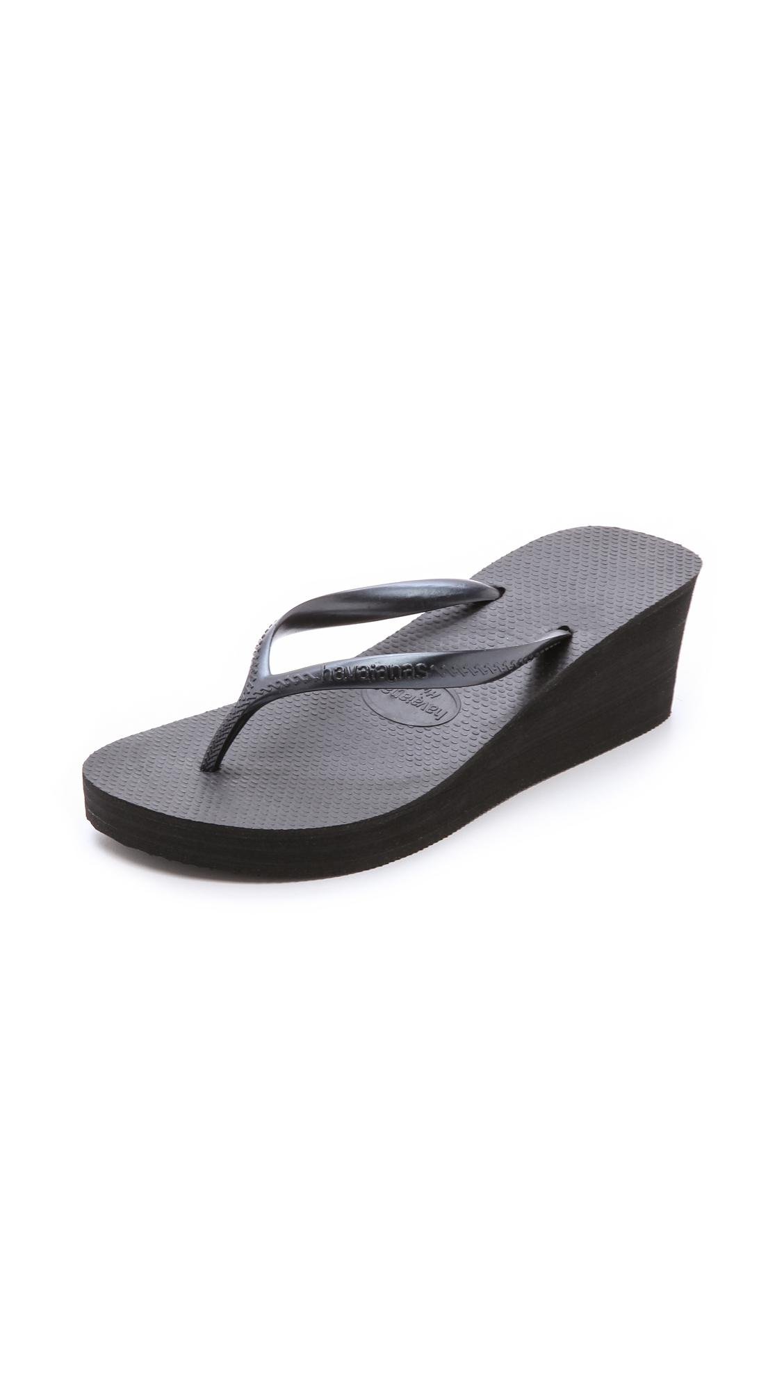 Havaianas High Fashion Wedge Flip Flops in Black | Lyst