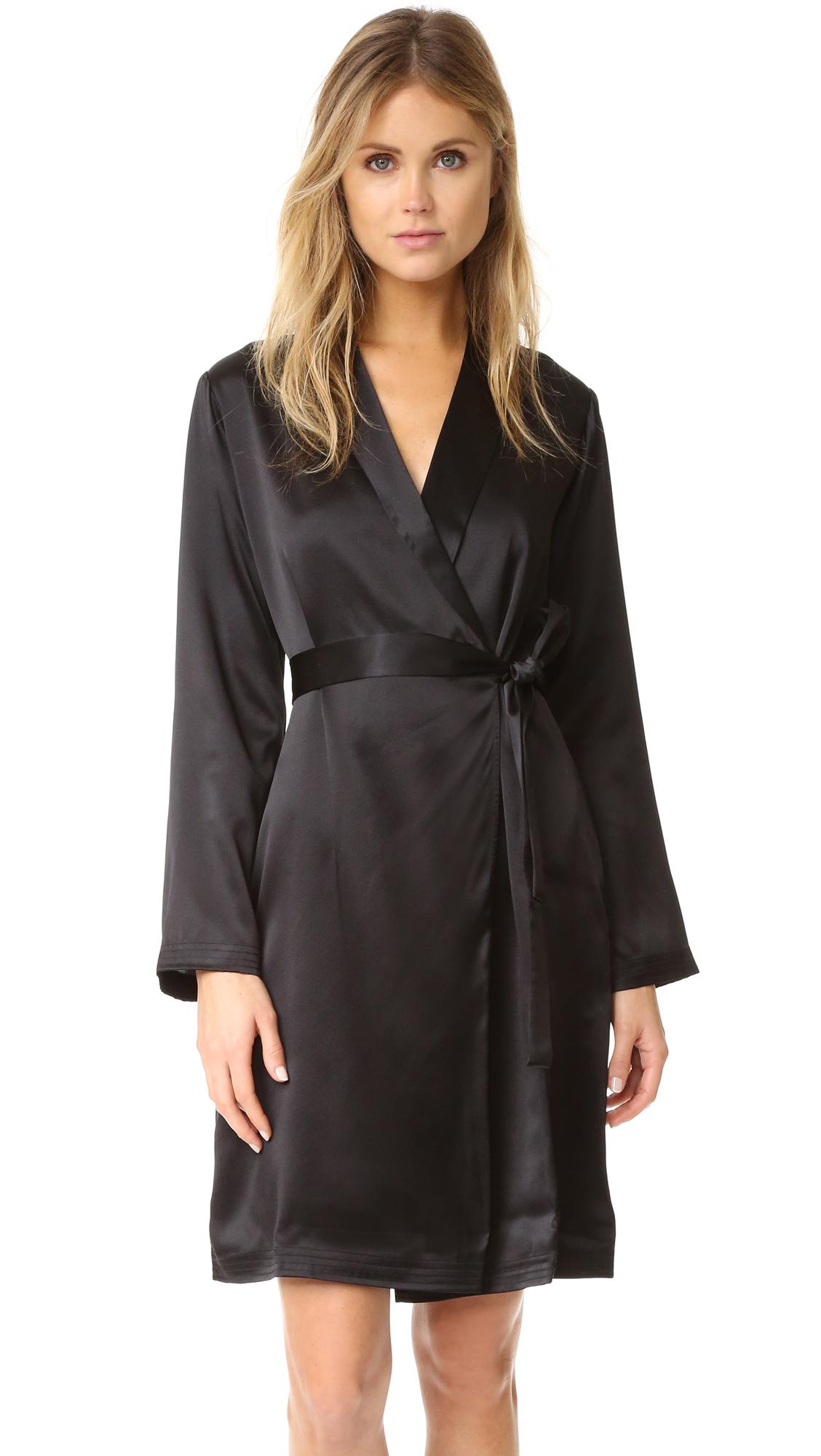 Lyst - La perla Silk Short Robe in Black