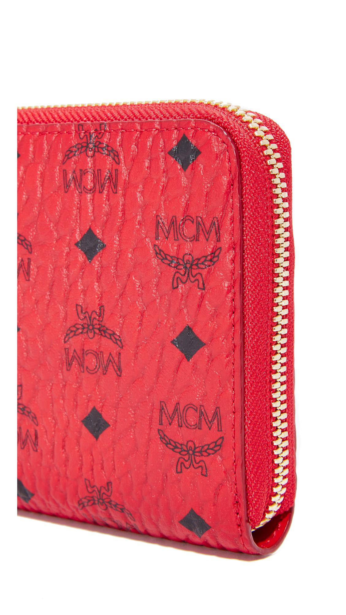 Lyst - MCM Zip Wallet in Red
