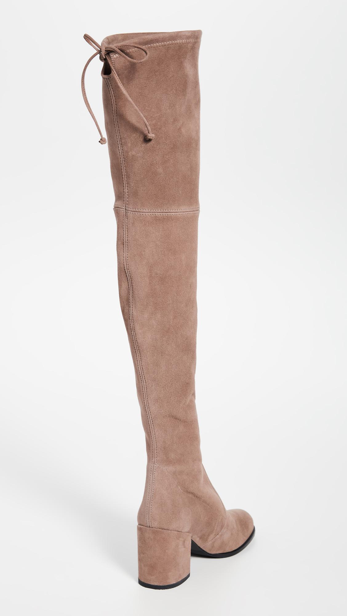 Stuart Weitzman Suede Hiline Over The Knee Boots in Taupe (Brown) - Lyst