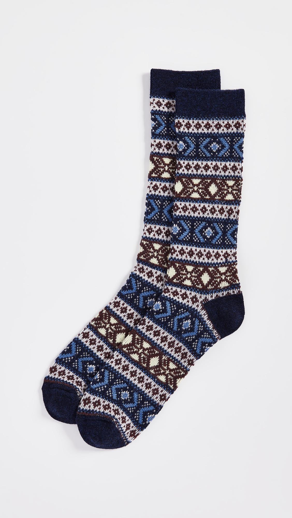 Anonymous Ism Wool Jacquard Crew Socks in Blue - Lyst