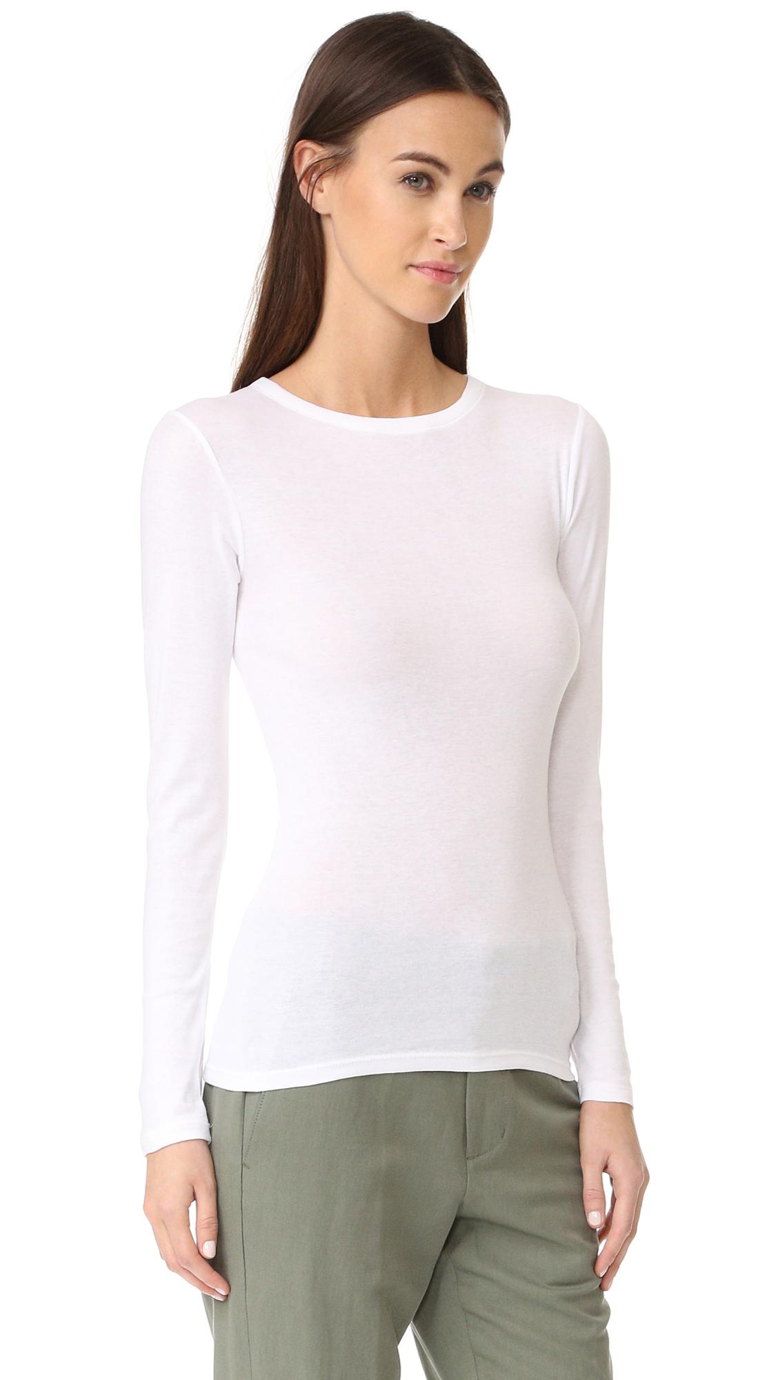 Lyst - Vince Long Sleeve Pullover in White