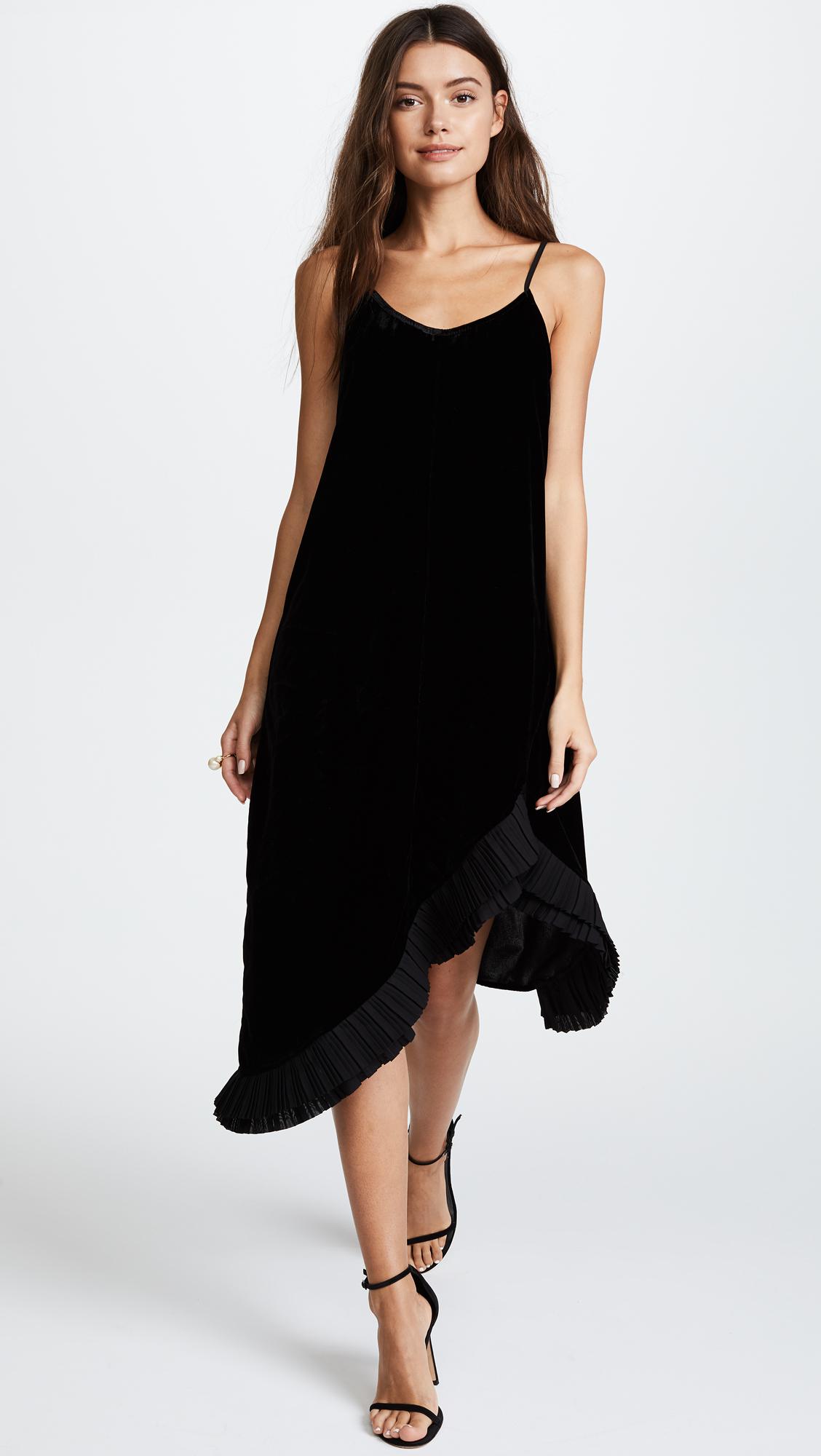 CLU Pleat Trimmed Velvet Dress  in Black Lyst