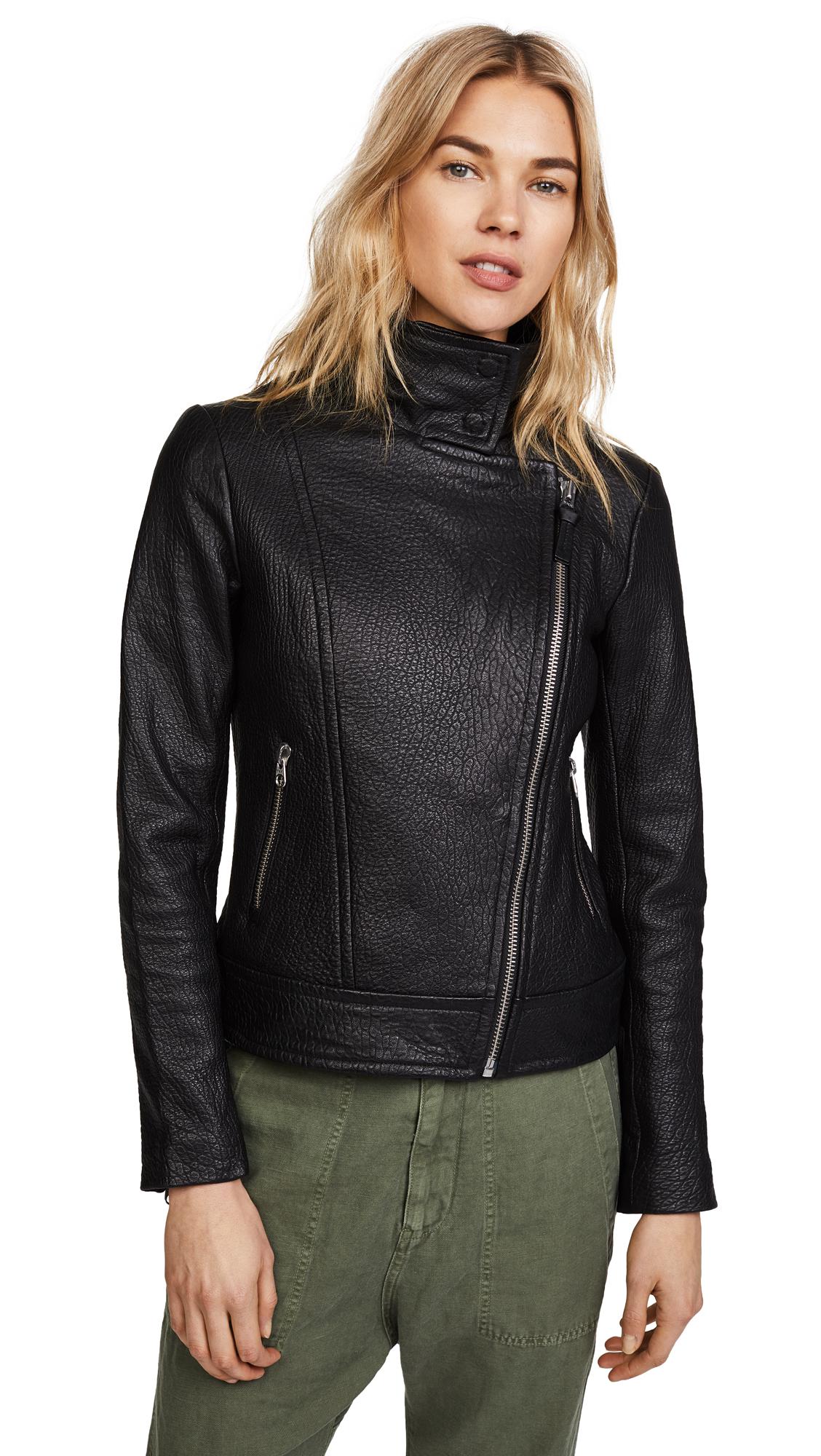 Lyst - Mackage Lisa Pebbled Leather Jacket in Natural
