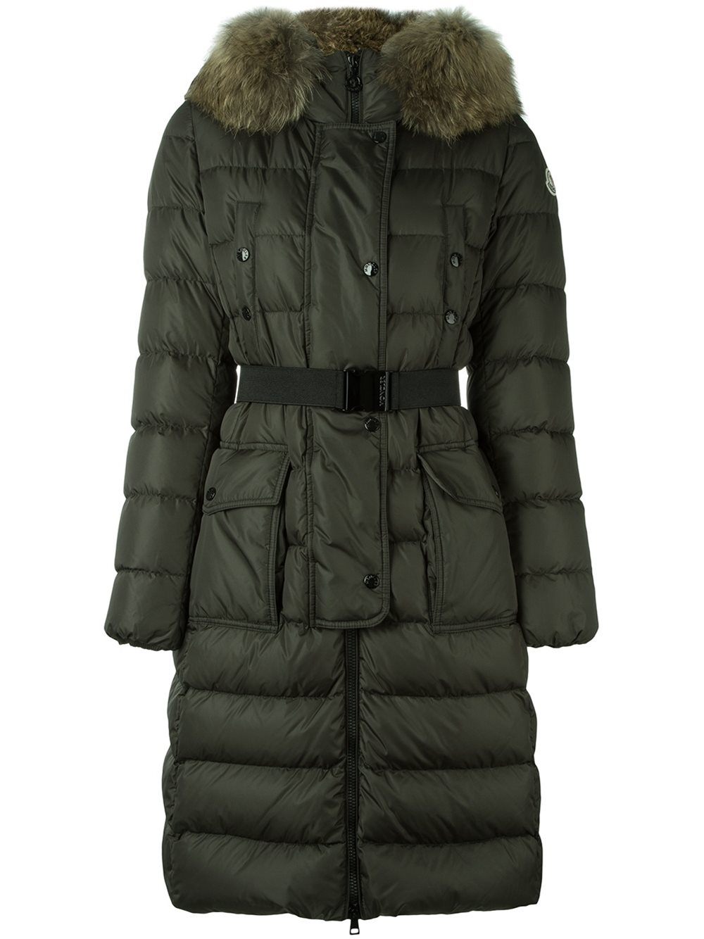 Moncler Khloe Fur-trimmed Quilted Down Jacket in Green | Lyst