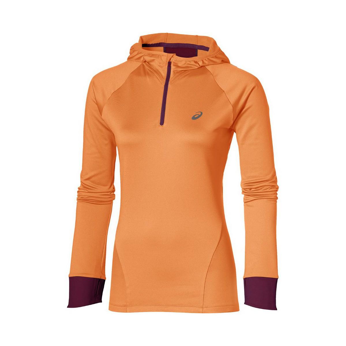 asics 12 zip hoodie s sweater in orange in orange lyst asics 12 zip hoodie s sweater in orange in orange lyst