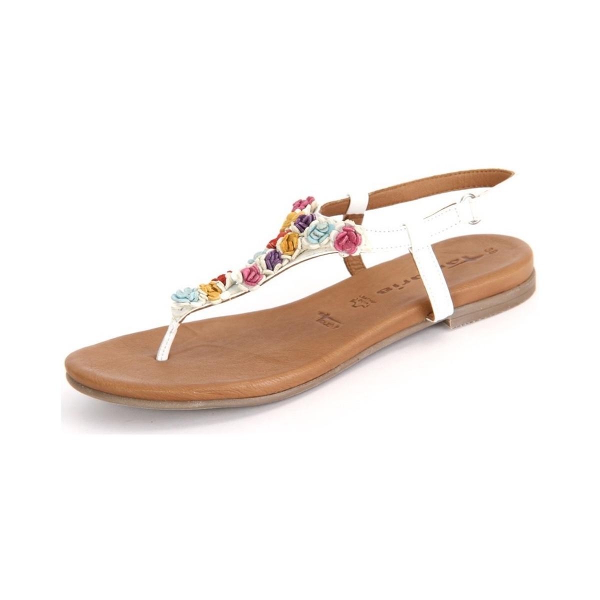 Lyst White Tamaris Combi Leather Women's In Multicolour Sandals 2IEDWHY9