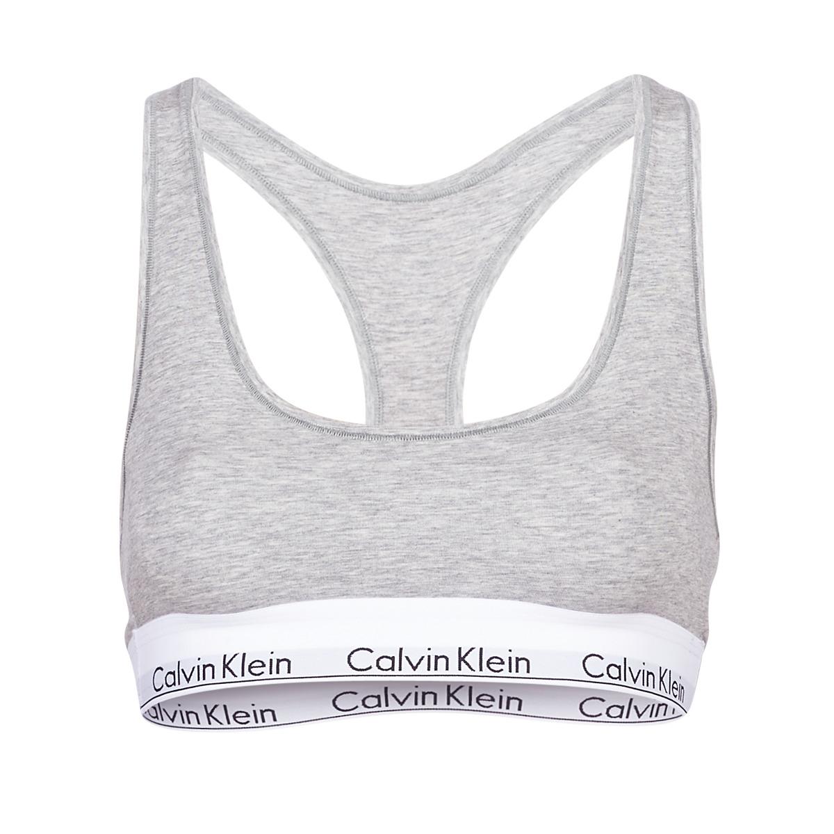 Calvin Klein Modern Cotton Unlined Bralette Women's Sports Bras In Grey ...
