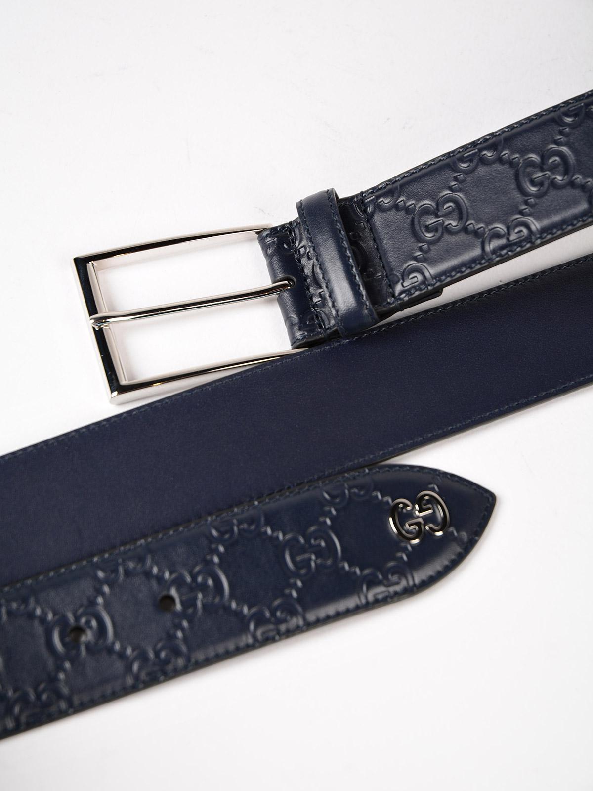 Gucci Gg Signature Leather Belt in Blue for Men - Lyst