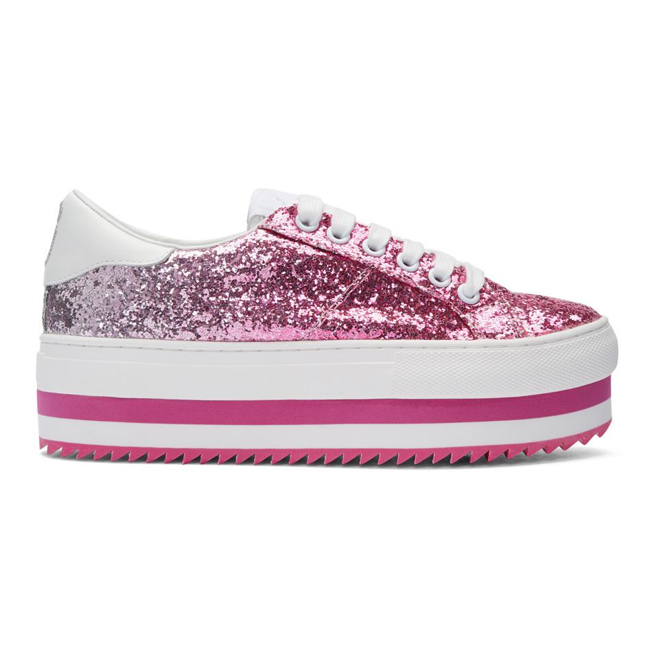 Marc Jacobs Rubber Pink Grand Glitter Platform Sneakers - Lyst