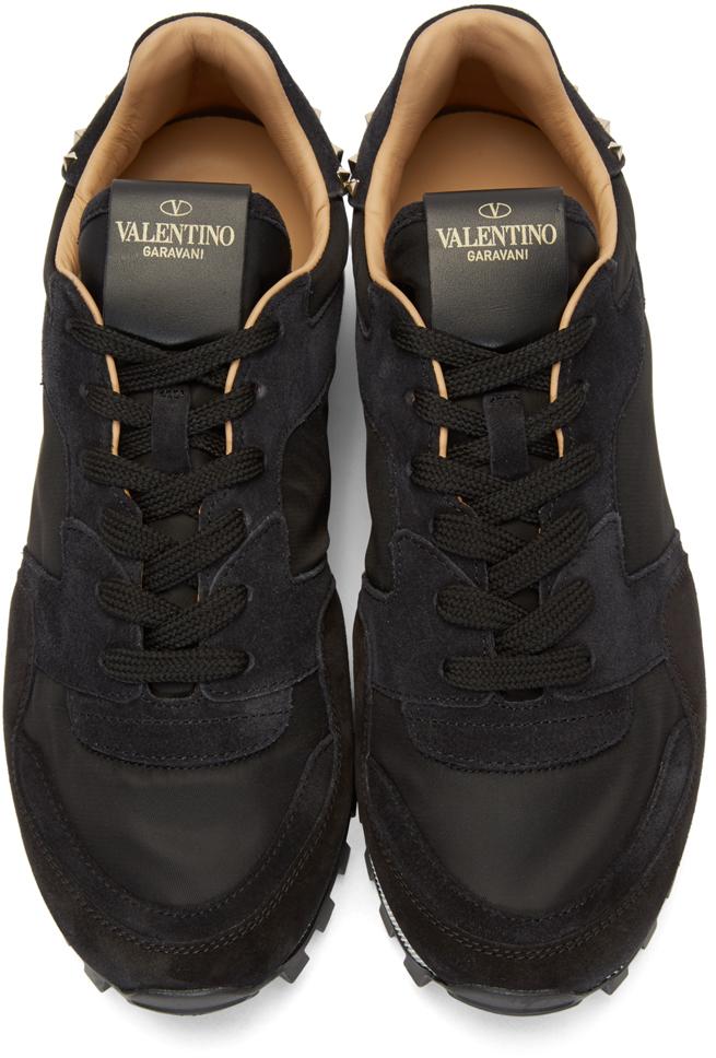 Lyst Valentino Black Rockstud Sneakers in Black for Men