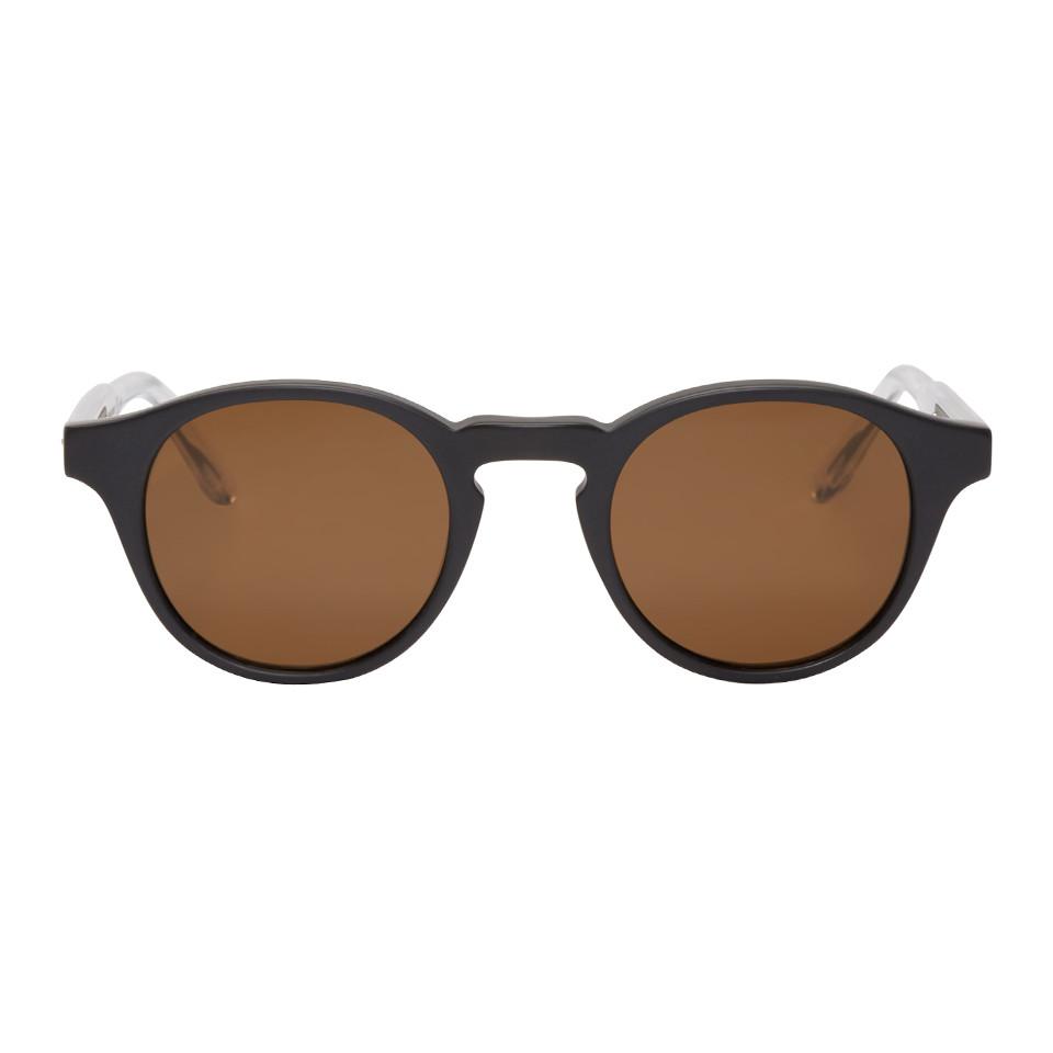 Lyst - Bottega Veneta Black Acetate Round Sunglasses in Natural for Men