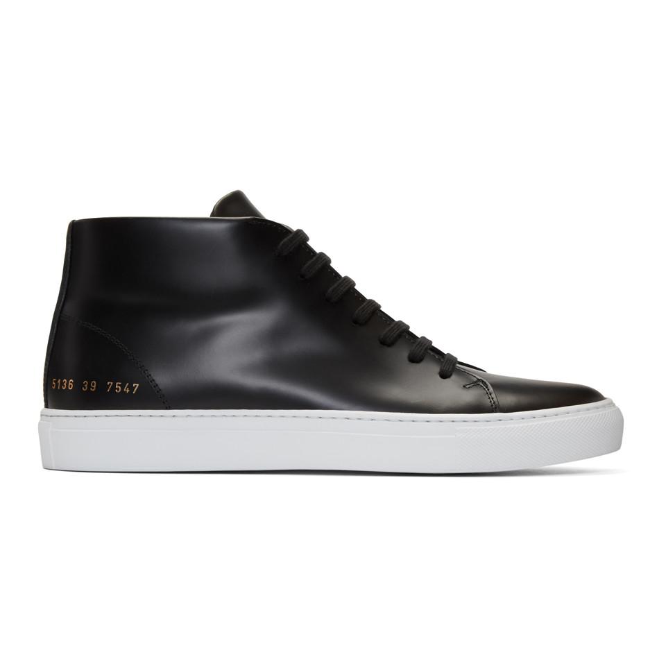 Common Projects Black New Court Mid-top Sneakers in Black for Men - Lyst