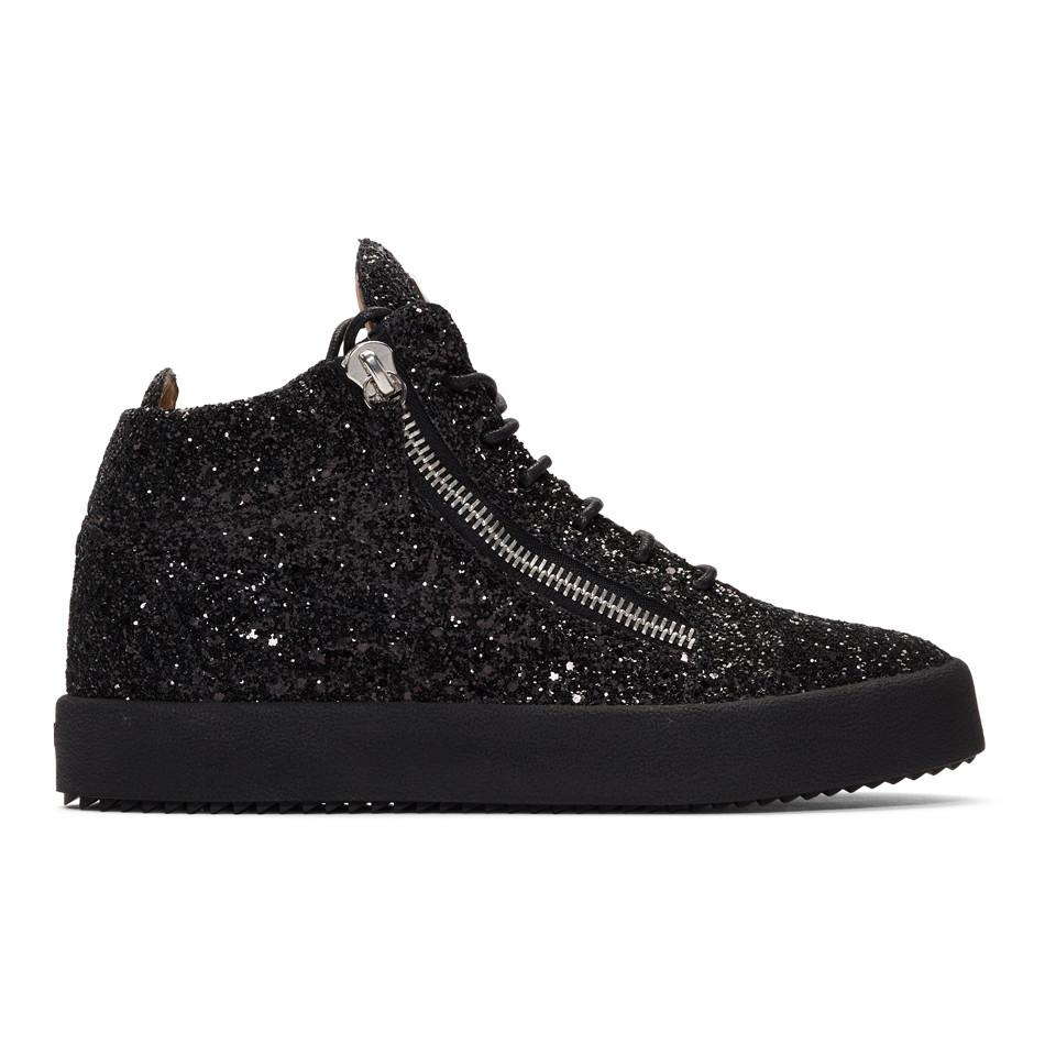 Giuseppe Zanotti Black Glitter Kriss High-top Sneakers in Black for Men - Lyst