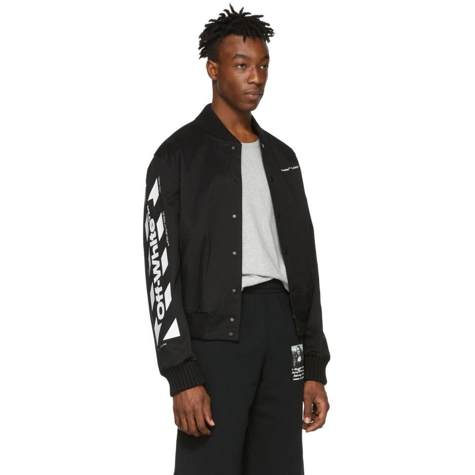 black off white varsity jacket