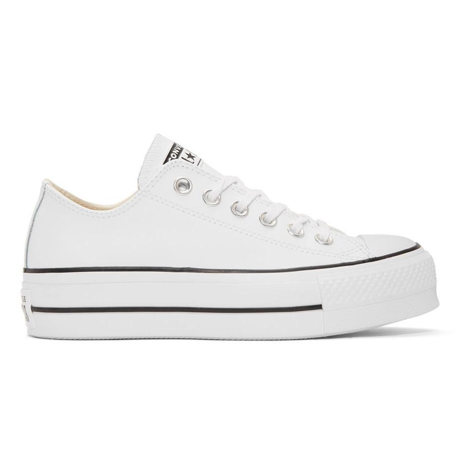 Converse Canvas White Leather Chuck Taylor All Star Lift Platform