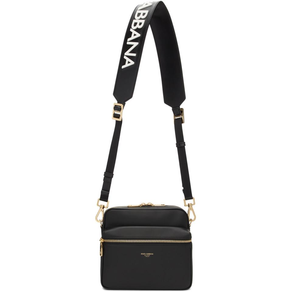 Dolce & Gabbana Black Logo Strap Messenger Bag in Black for Men - Lyst