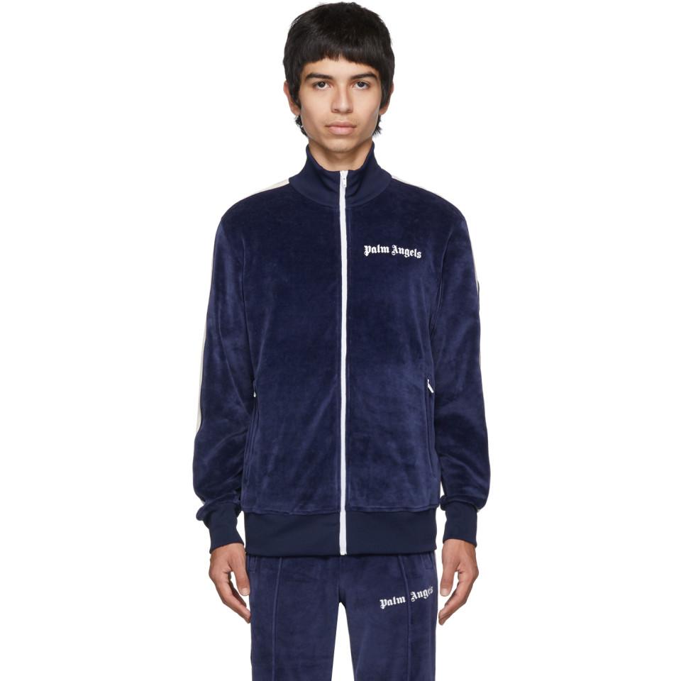 Palm Angels Blue Chenille Track Jacket in Blue for Men - Lyst