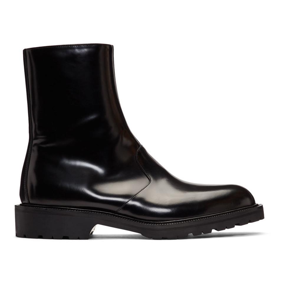 Dries Van Noten Black Patent Zip-up Boots in Black for Men - Lyst