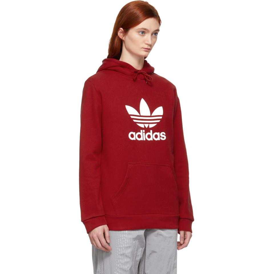 adidas Originals Trefoil Hooded Sweatshirt in Red Lyst adidas Originals Trefoil Hooded Sweatshirt in Red Lyst